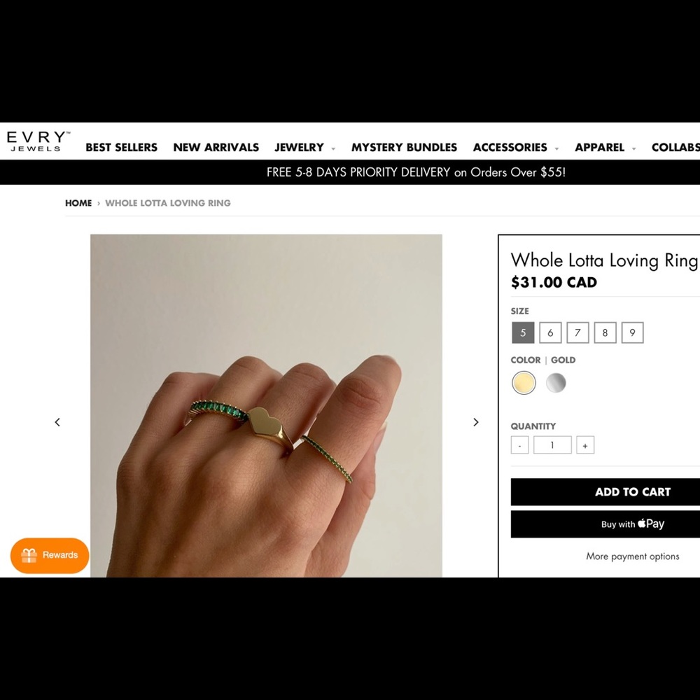 EVRY JEWELS whole lotta loving ring in size 6 ✨